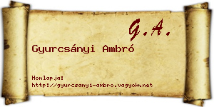 Gyurcsányi Ambró névjegykártya